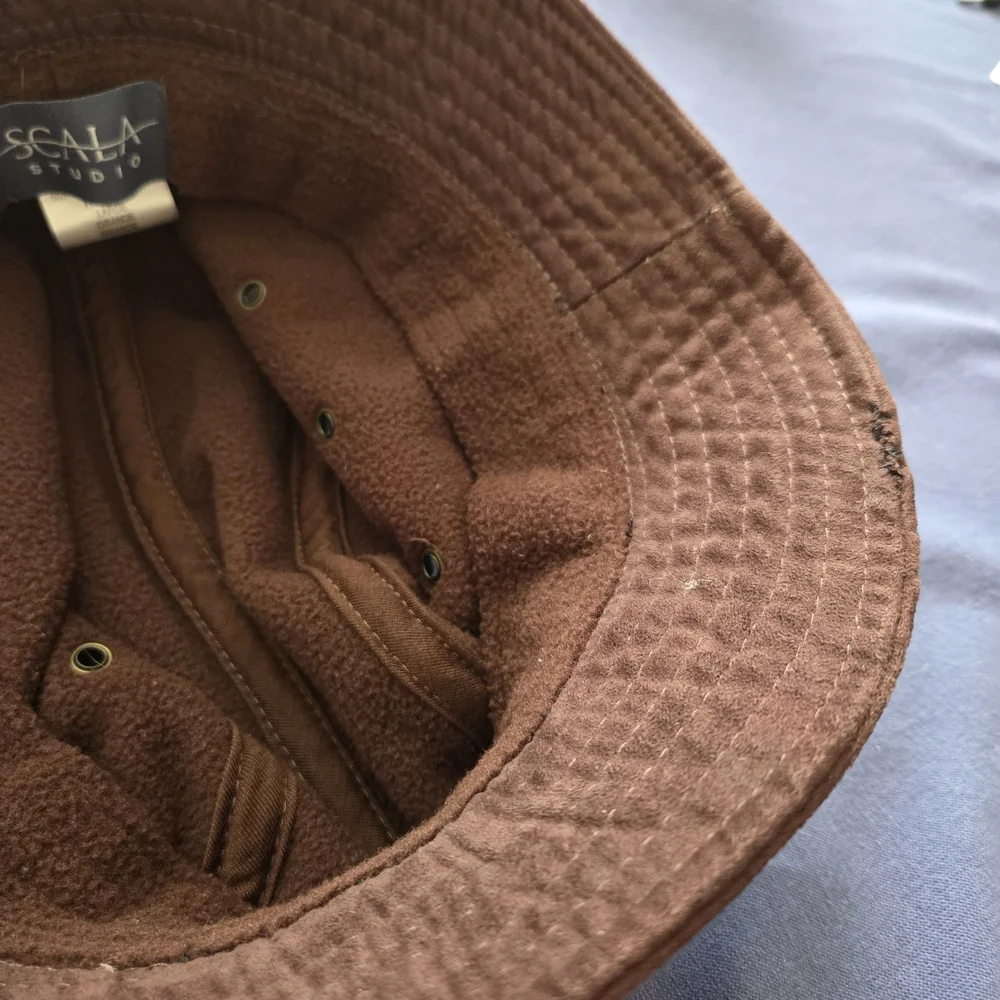Faux Suede Scala Hat Dark Brown and Black Bucket Hat